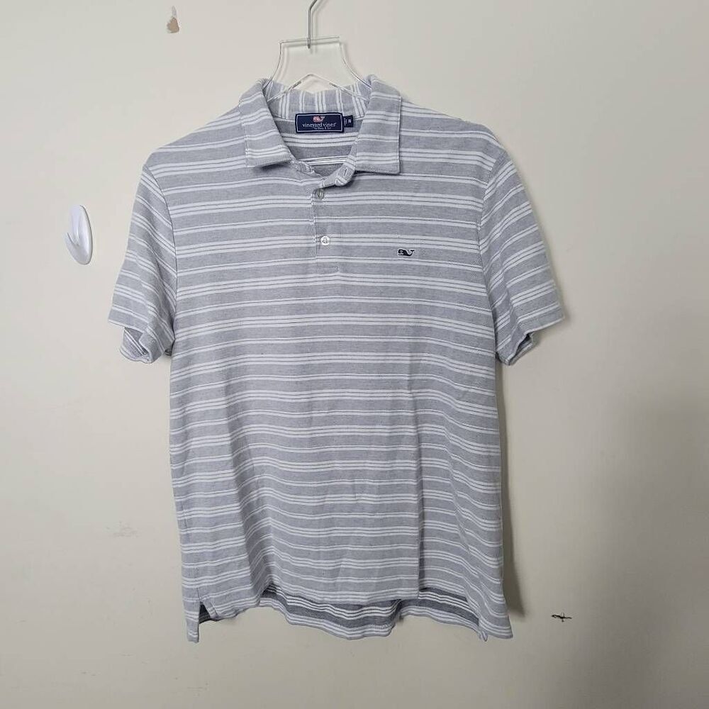 Vineyard Vines Mens Striped Golf Polo Gray Medium